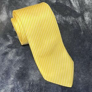 Dormeuil Paris Yellow & White Striped Men's Tie 100% Silk Made in Italy